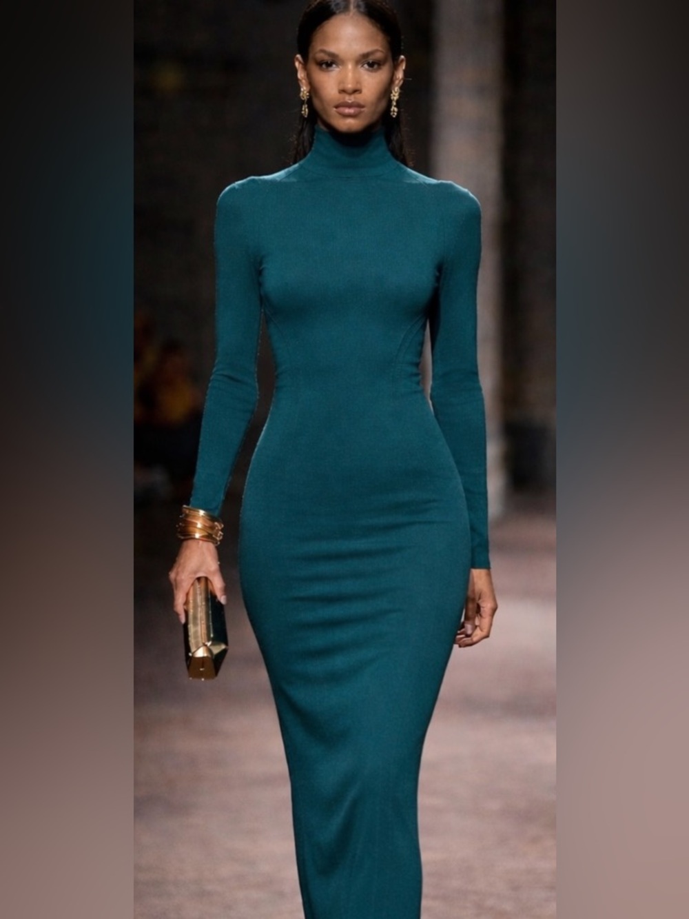 Fitted Teal Long-Sleeve Sheath Dress - Women's